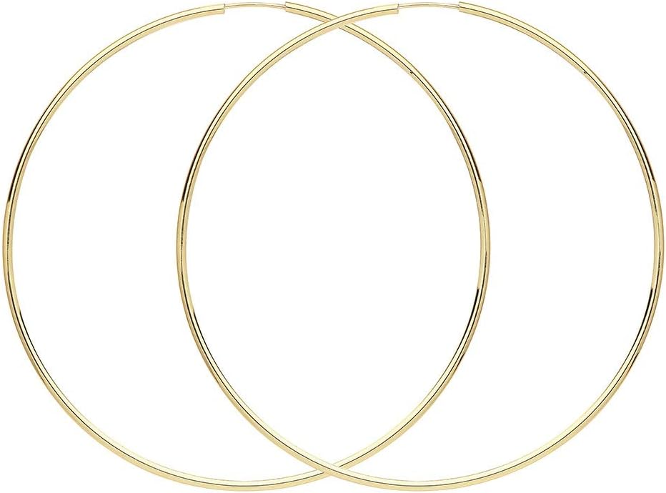 9ct Carat Yellow Gold Ladies Sleeper Hoop Earrings - 12, 16, 20, 25, 30mm