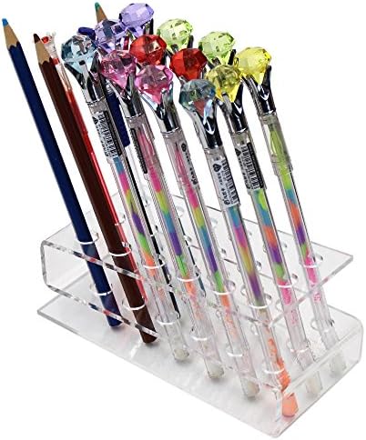 18-Slots Clear Acrylic Paint Brush Display Stand Holder for Colored Pencils, Eyebrow Pencil, Makeup/Nail/Cosmetic Brush, E-Cigarette, Vapor and Pen