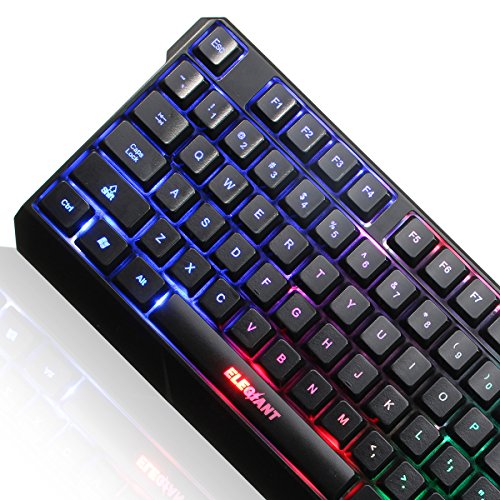 USB Keyboard, ELEGIANT K70 Colorful LED Illuminated Backlit USB Wired