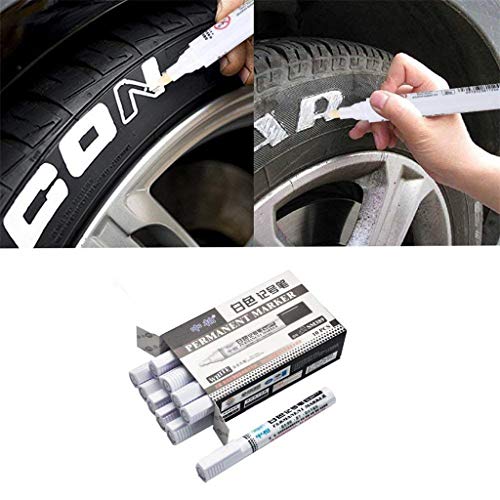10 pcs Paint Marker Pen for Car Waterproof Tyre Paint Marker Pens, TLT Retail Universal Waterproof Permanent Paint Markers Car Tyre Tire Tread Rubber for Scuba Gear - Thumbnail 6