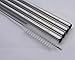 Long Safer Rounded End Stainless Steel Metal Straws for Large Cups, Tall Glasses, or Quart Mason Jars (4 Pack + Cleaning Brush + Bag)