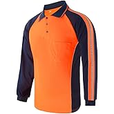 LOVPOSNTY Safety Shirt High Visibility Short Long Sleeve Reflective Polo Shirts, Work T Shirts for Men Construction