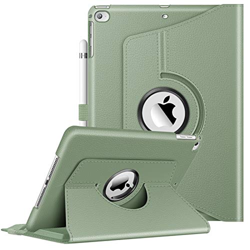 FINTIE Case Cover for iPad 9.7 Inch 6th Gen 2018 / iPad 5th Gen 2017 / iPad Air 2 / iPad Air - 360° Rotation Protective Case Cover for Sleep/Auto Alarm Clock, Sage Green