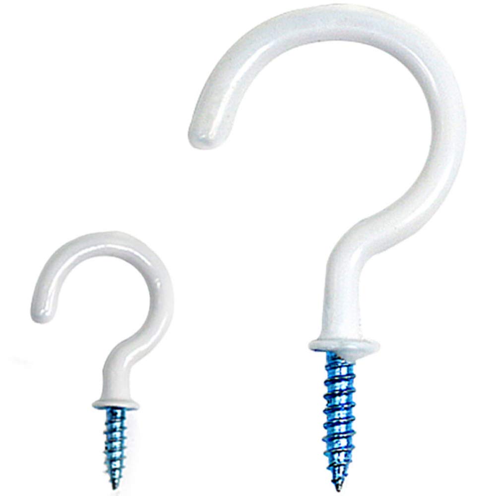 Candumy White Cup Hooks Kit 40 Pcs Vinyl Coated Screw-in Ceiling Hooks Mug Hooks Holder for Home, Office - 1