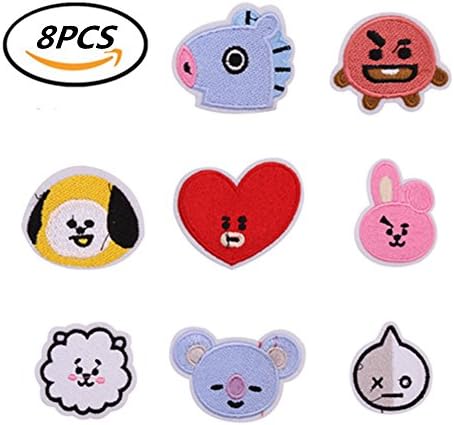 Bosunshie DIY BTS Cute Embroidered Patch Badge Sew Iron on Patch for Jackets, Backpacks, Hats, and Clothing (BTS-❤)
