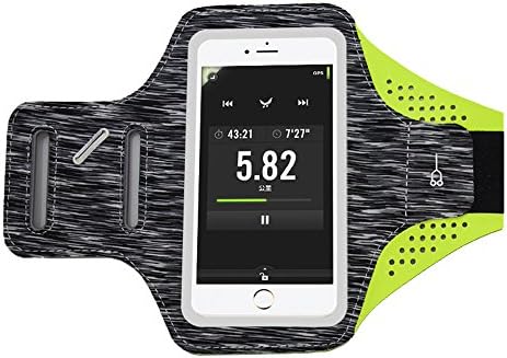 Doen Fabric Running Phone Armband with Key Holder,Reflective and Headphone Fixed for ipone 7 Plus,6 Plus, Larger Phones 5.5 inch,(Gray-Black)