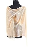 MissShorthair Womens Wedding Evening Wrap Shawl Glitter Metallic Prom Party Scarf with Fringe (onesize, 23 color)