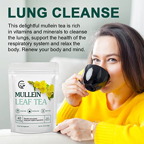 Mullein Leaf Tea Bags Lungs Cleanse and Respiratory Support, Mullein
