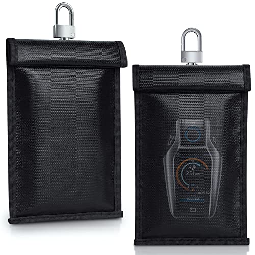 Faraday Key Fob Protector (2 Pack), Signal Blocking Car Key Case, RFID Card Faraday Bag, Keyless Entry Fob Cage, Anti Theft Car Card Protection (XS)