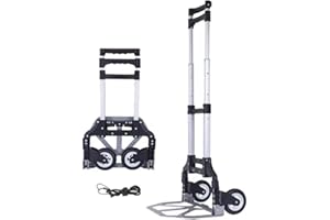 Folding Hand Truck, MAXBROTHERS Lightweight Dolly, 175Lbs Load Capacity Aluminium Trolley Cart with Telescoping Handle, 2 Rub