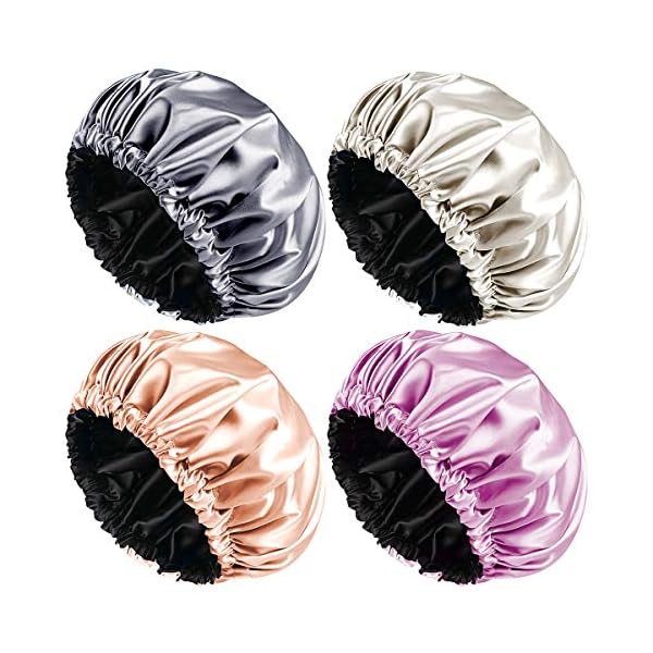 Aquior-Shower-Cap-4-Pack-Bathing-Reusable-Shower-Caps-for-Long-Hair-Women-Double-Layers-Premium-Sumptuous-Silky-Satin-100-Waterproof-Shower-Cap-Extra-Large Aquior Shower Cap, 4-Pack Bathing Reusable Shower Caps for Long Hair Women, Double Layers Premium Sumptuous Silky Satin…
