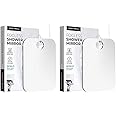 HONEYBULL Small 4x6in Wall Mount Home Mirror - Fogless Shower Shaving, Anti Fog, Razor Holder, Bathroom Accessories, Plastic, White, Travel (Pack of 2)