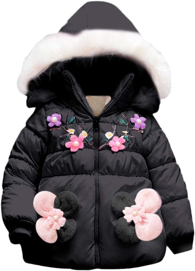 Kids Floral Coat, Familizo Kids Baby Winter Floral Coat Cloak Jacket Thick Warm Hoodie Outerwear Clothes Comfortable Baby Coat for Holiday Vacation