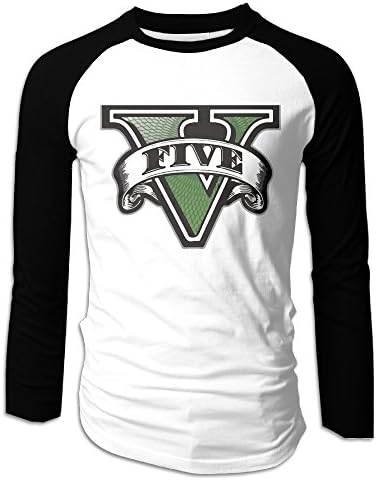 LOVEGIFTTO MEN Mens GTA 5 Logo Video Game Long Sleeve Comfort Raglan Tee Shirt X-Large