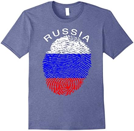 Mens RUSSIA T-shirt Russian Flag Tee Large Heather Blue