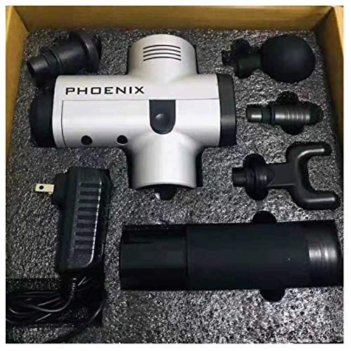 Muscle Massage Gun, Powerful Handheld Personal Cordless Deep Tissue Muscle Massager with 4 Kinds Massage Heads for Muscle Tension Pain Relief (Silver) ...