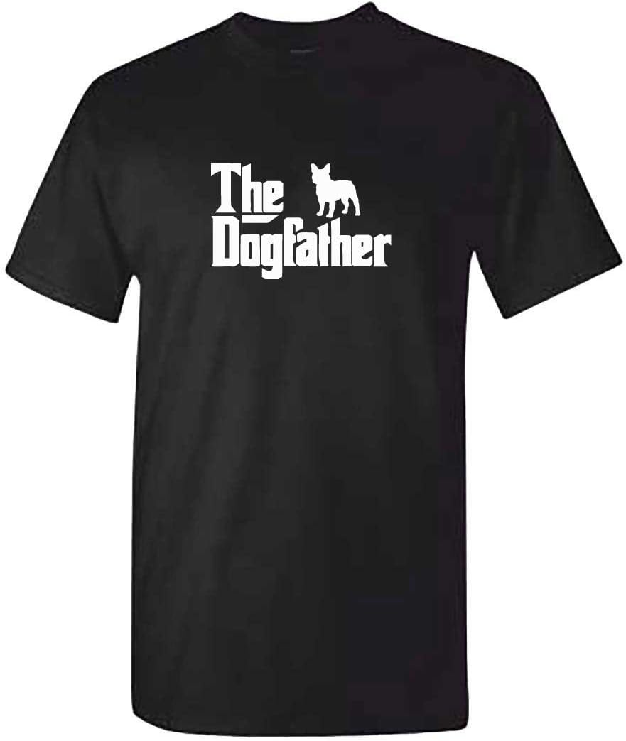 MITEES Mens French Bulldog T Shirt - The Dog Father Black Tshirt