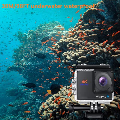 Piwoka Action Camera 4K with WiFi, Remote Control, Ultra HD Sports