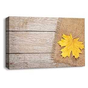 Leaf on Vintage Wood Background Home Artwork for...