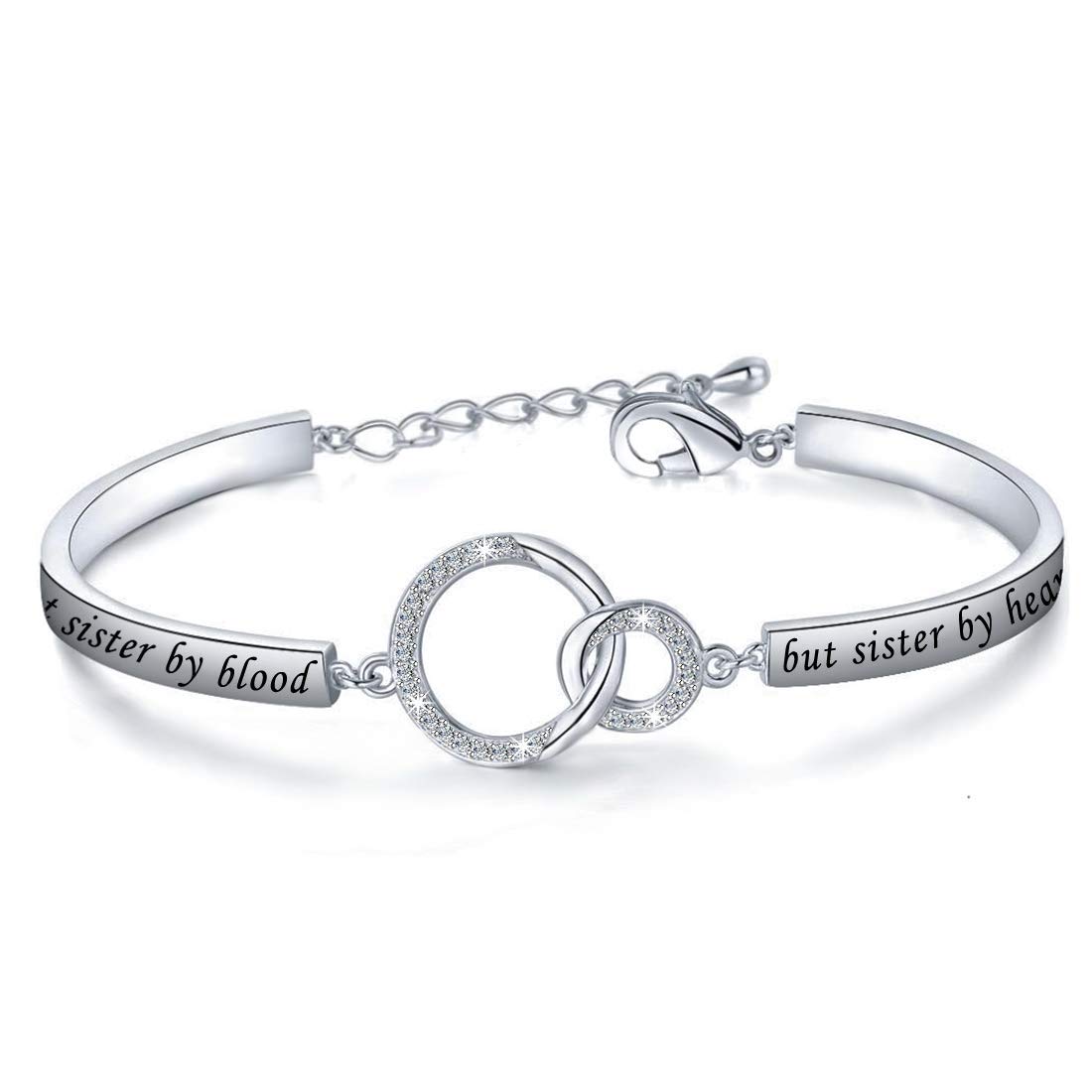 Zuo Bao Best Friends Bracelet Not Sisters By Blood But Sisters By Heart Gift Friend Sister Bangle (Silver)