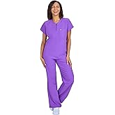 KOI | SmileyWorld Ecstatic Women's 1-Pocket Zipper-Neck Scrub Top