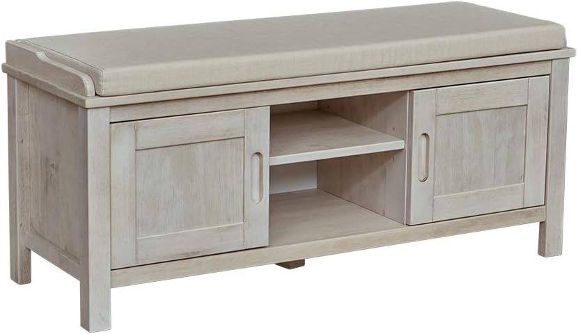  Brand – Ravenna Home Classic Solid Pine Storage Bench, 45"W, Gray Finish: Kitchen & Dining