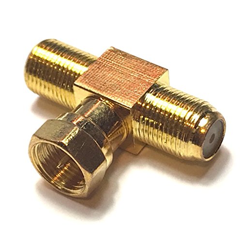 CESS F-Type Connector Male to 2 Female Splitter Adapter - 2 Way F-Type Splitter Combiner TV Cable Satellite - F Male to Dual F Female (jcx) (3 Pack)