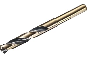 uxcell 9/16" Drill Bit 1/2" Reduced Shank 3-Flat M35 Cobalt 5% High-Speed Steel Twist Black and Gold Finish 135° Drill for Ha
