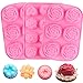 YGEOMET 3pcs Soap Mold, Silicone Flower DIY Mold Rose Handmade Chocolate Biscuit Cake Muffin, Pink