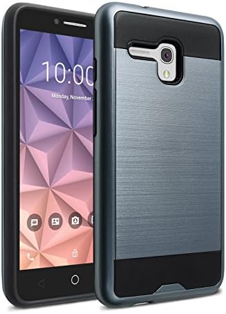 Alcatel OneTouch Flint Case, Alcatel OneTouch Fierce XL Case, kaesar [Slim Fit] [Shock Absorption] Brushed Metal Texture Hybrid Dual Layer Slim Protector Case Cover for Alcatel Fierce XL - Navy