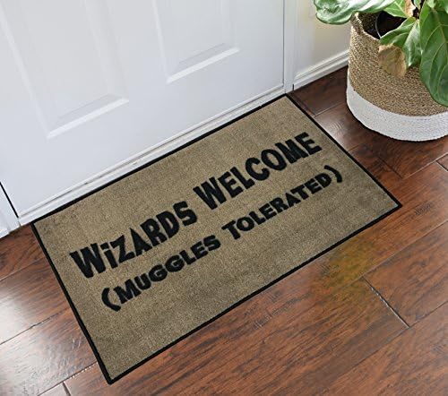Harry Potter Wizards Welcome Muggle Tolerated - 2x3 Doormat - Tan/Black