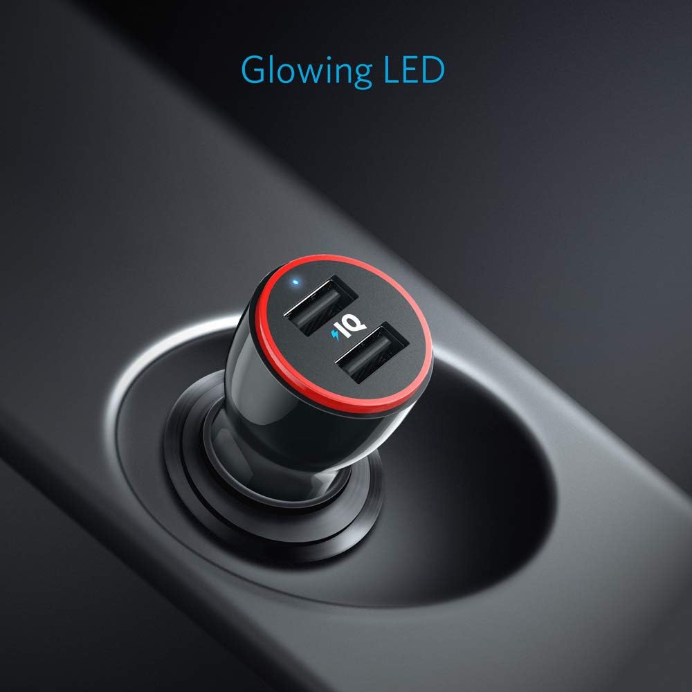 Anker 24W Dual USB Car Charger, PowerDrive 2 for iPhone X / 8/7 / 6s / Plus, iPad Pro/Air 2 / Mini, Note 5/4, LG, Nexus, HTC, and More