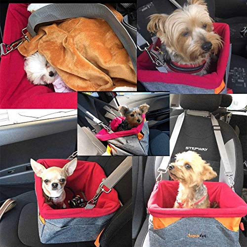 Legendog Dog Car Seat, Pet Booster Portable Travel Pet Car Seat Carrier for Dogs & Cats, Waterproof Pet Booster Carrier with Cushion & Adjustable Strap (Pet Car Seat)