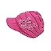 Women's Cable Knit Visor Hat with Flower Accent Pink Color