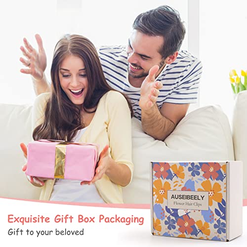 8PCS Hair Claw Clips, Flower Hair Claw Clips for Thick Thin Hair, Matte Non Slip Clips Strong Hold for Women Girls, Big Cute Hair Clip for Gift, Large Hair Jaw Clips in Hair Accessories, 8 Colors