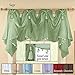 Collections Etc Elegant Sheer Scoop Tassel Crystal Beading Rod Pocket Window Curtain Valance, White