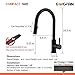 OWOFAN Touch On Kitchen Faucets with Pull Down Sprayer, Single Handle Black Kitchen Sink Faucet with Pull Out Sprayer, Stainless Steel Touch Activated Faucet KH1005R
