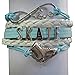 Infinity Collection Figure Skating Bracelet, Blue and White Braided Leather Wristband with Ice Skate Charm, Adjustable Gift Jewelry for Ice Skating Fans