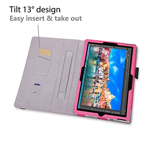 Surface Pro 4 Case - Exact [PRO Series] - [Professional][Drop Protection] Slim-Fit PU Leather Folio Case for Microsoft Surface Pro 4 Tablet Hot Pink - Thumbnail 6