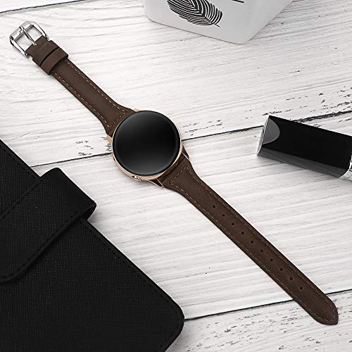 EZCO Leather Bands Compatible with Samsung Galaxy Watch Active/Active 2 / Galaxy Watch 42mm / Gear Sport, 20mm Slim Genuine Leather Watch Strap Replacement Wristband for Galaxy Watch 42mm R810 - Thumbnail 4