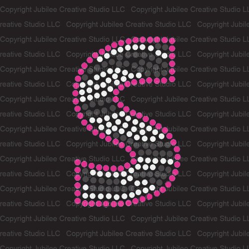 Zebra Letter S Iron On Rhinestone Crystals and Pink Rhinestud T-Shirt Transfer by Jubilee Rhinestones