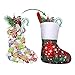 LimBridge Christmas Mini Stockings, 24 Pack 7 inches Plaid Snowflake Print with Fleece Cuff, Rustic Stocking Decorations for Whole Family