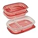 Rubbermaid TakeAlongs Divided Rectangular Food Storage Containers, 3.7 Cup, Tint Chili, 3 Count