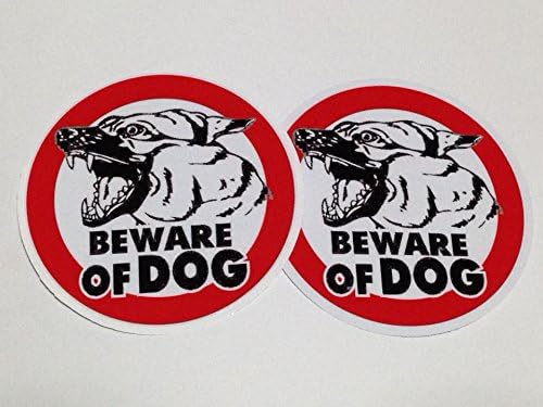 Beware of Dog Sign Sticker x 2 pack size 4 inch for Car Window Bumper Laptop Security Warning Alert Sticker Decals