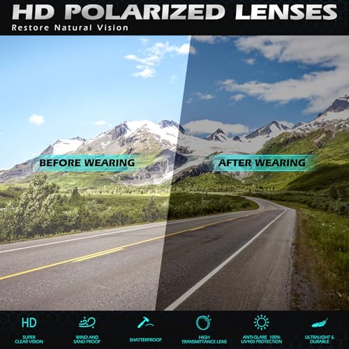 Sunier Polarised Cycling Sunglasses Men Women, Unbreakable Wrap Around Sports Fishing Driving 100% UV400 Sun Glasses