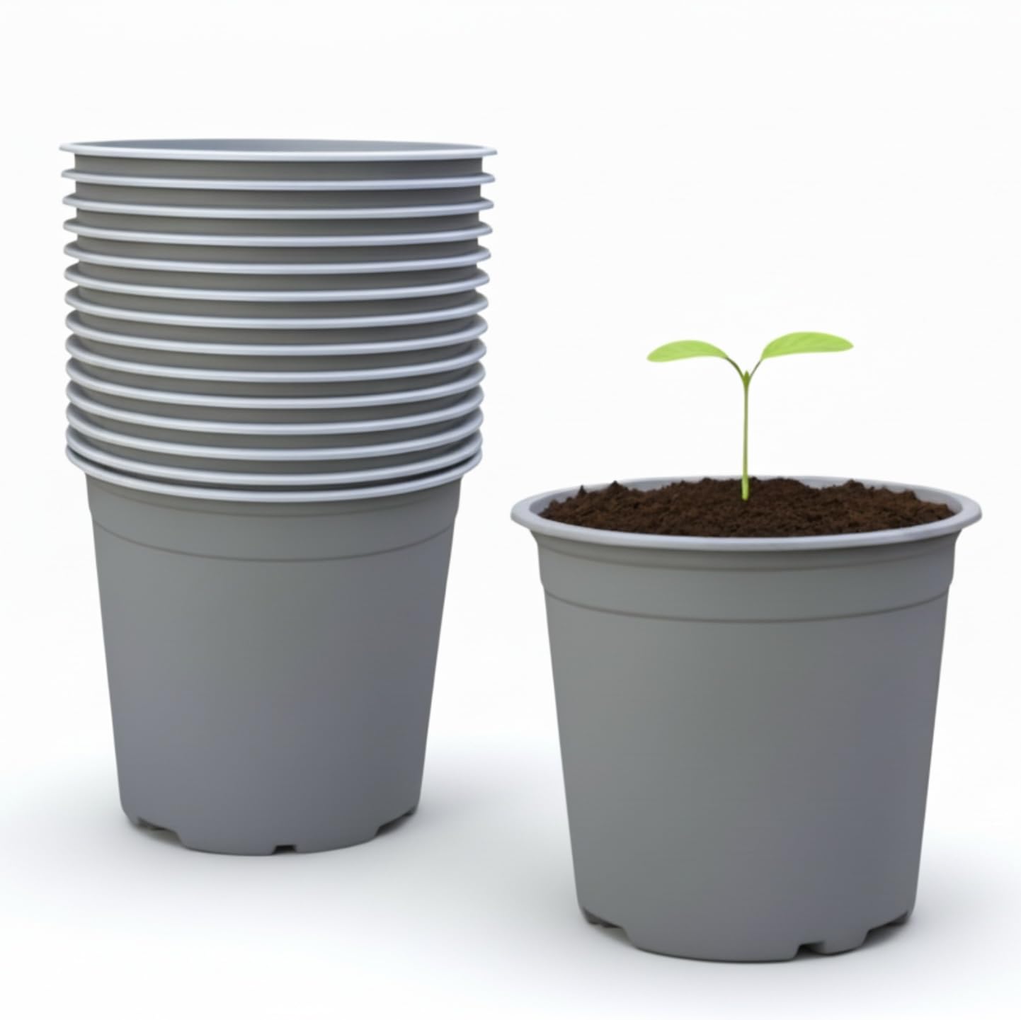 Nutley's 17cm 2 Litre Grey Round Plastic Plant Pot (Pack of 20)