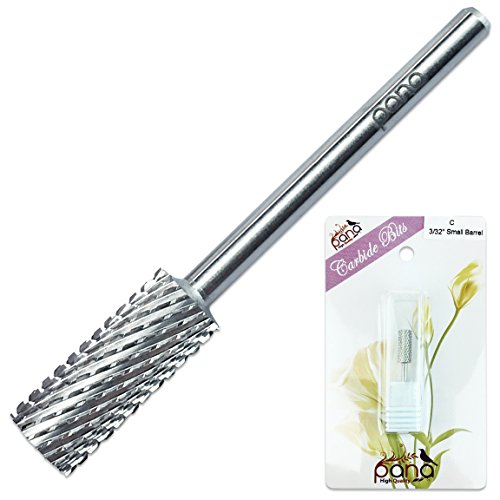 Pana 3/32" Safety Nail Carbide Bit - Silver Small Barrel Head (Grit: Coarse - C) for Electric Dremel Drill Machine
