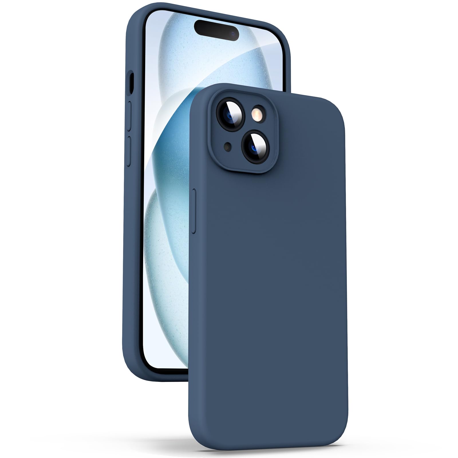 Supdeal Liquid Silicone Case for iPhone 15 - [Camera All-Round Protection] [Soft Microfiber Lining Anti-Scratch] 4 Layer Full Covered Shockproof Gel Rubber Phone Case Cover, 6.1", Dark Blue — image 1
