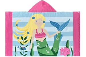 BANGSAUR Hooded Towel for Kids, 100% Cotton Soft and Absorbent, Pool Bath Beach Swim Towel Wrap, Bathrobe Coverups for Girls and Boys, Extra Large:30"×50"(Yellow Hair Mermaid)