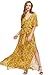 Milumia Women's Boho Vintage Print Split Tie Waist Maxi Dress Yellow Large
